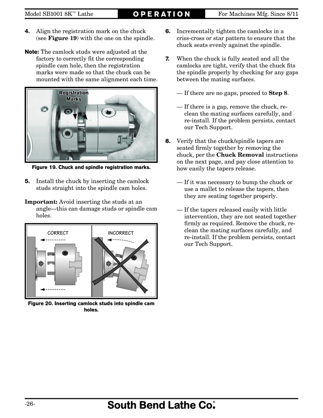 Southbend SB1001 owner manual Correct 