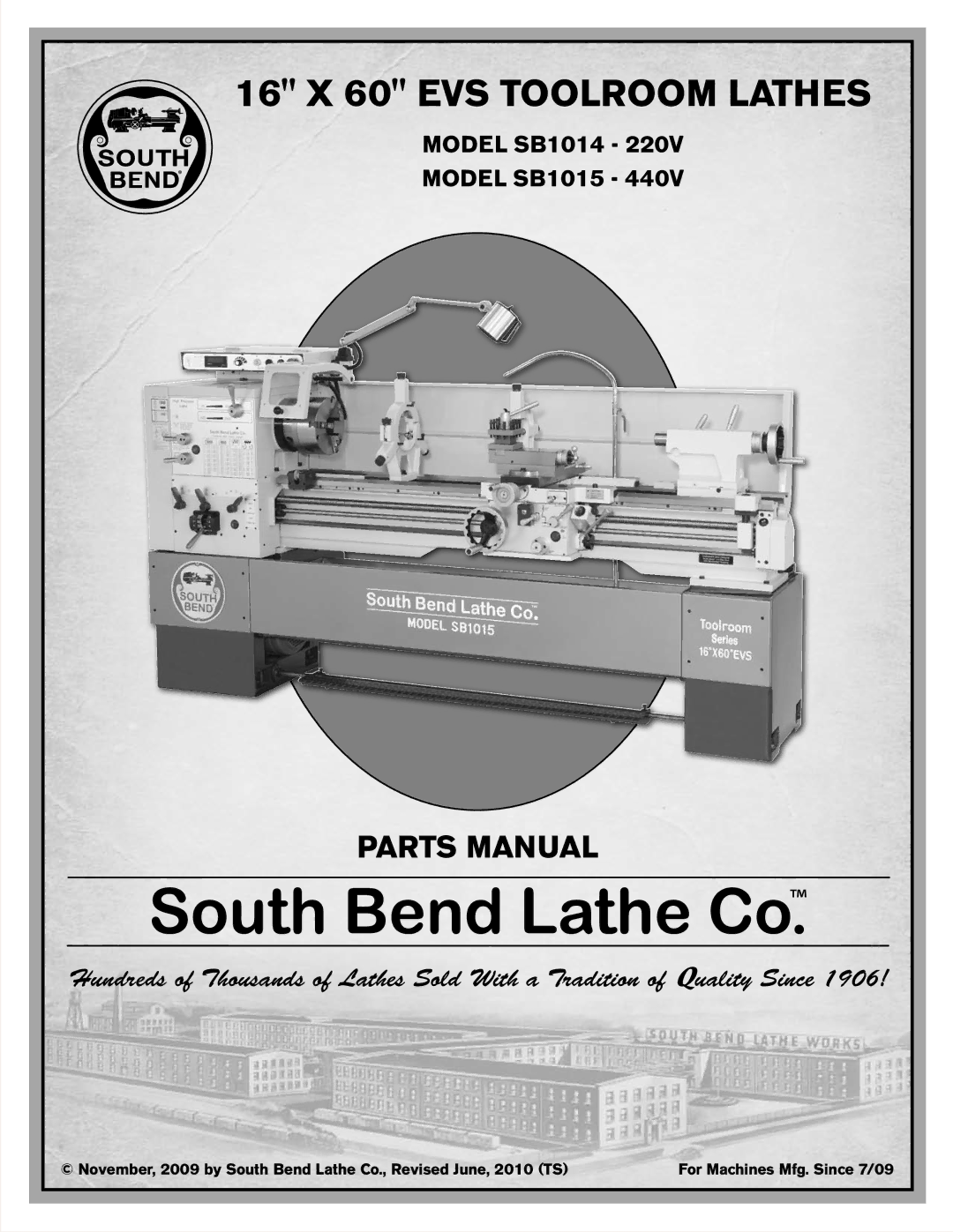 Southbend SB1012 owner manual Parts Manual 