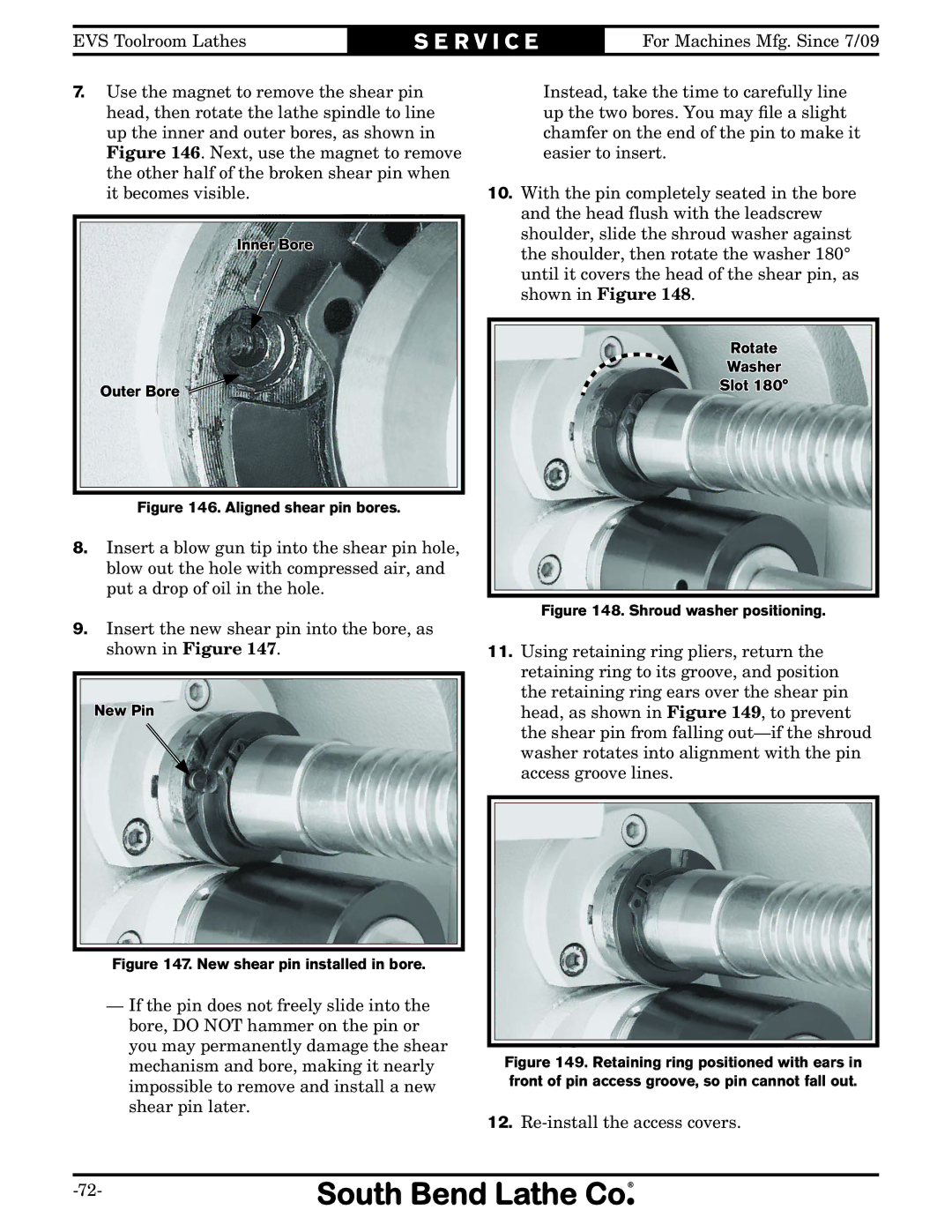 Southbend SB1012 owner manual Re-install the access covers 