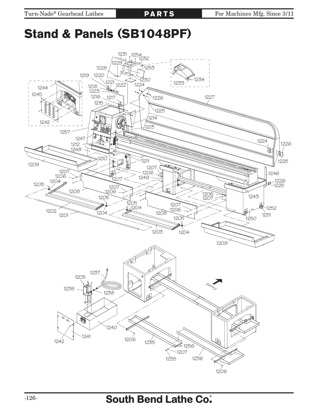 Southbend SB10146PF owner manual Stand & Panels SB1048PF 