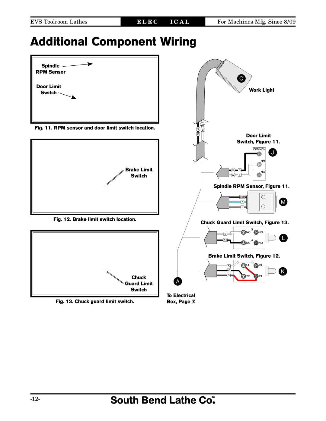 Southbend SB1014F specifications Additional Component Wiring, Additional com 