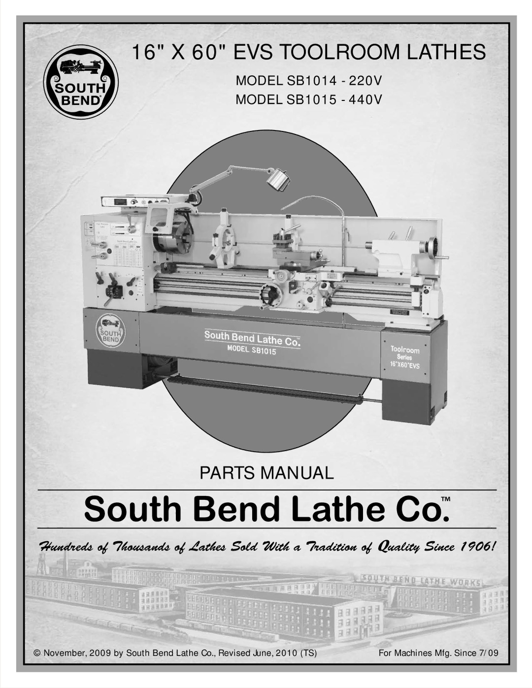 Southbend SB1014F specifications Parts Manual 