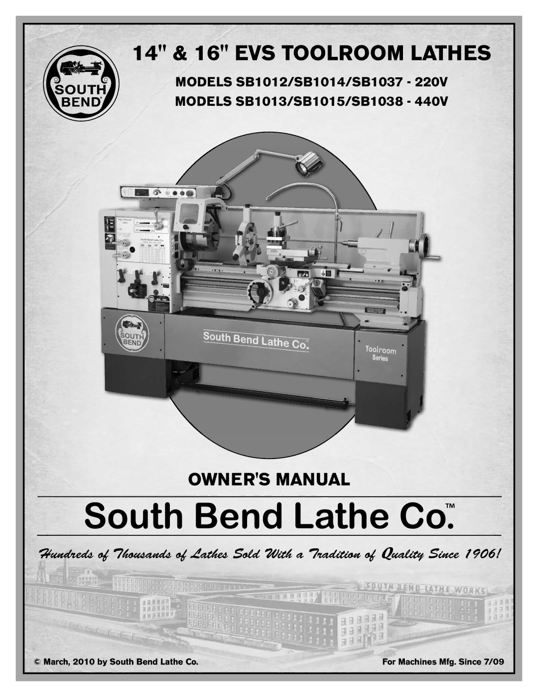 Southbend SB1014F specifications 14 & 16 EVS Toolroom Lathes 