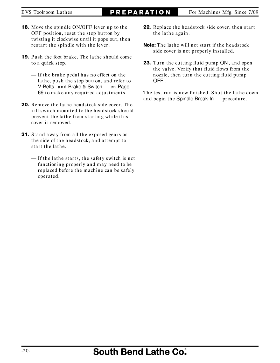 Southbend sb1015f specifications E P a R a T I O N 