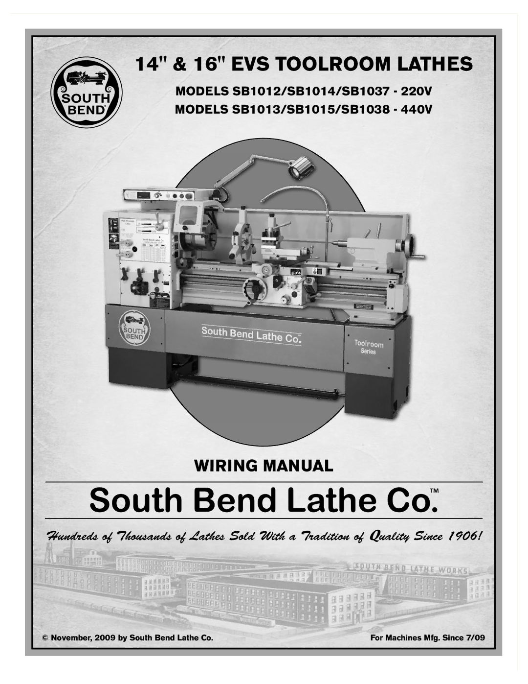 Southbend sb1015f specifications 14 & 16 EVS Toolroom Lathes 