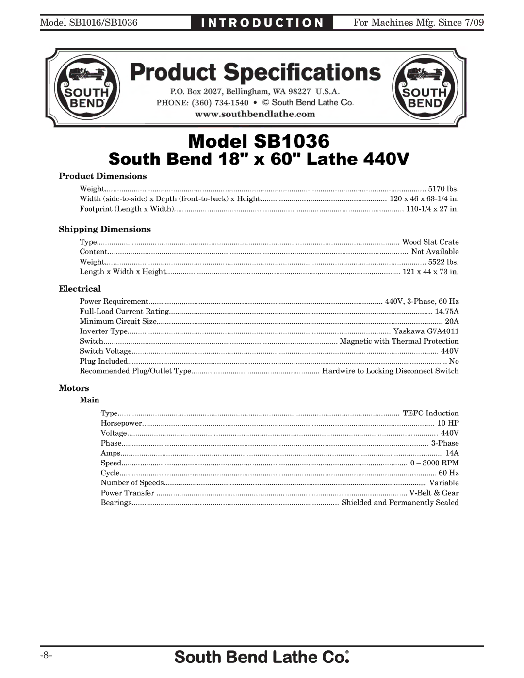 Southbend sb1016 owner manual #$! %& $ 01 !!23#,34 %0&*0. !6 +101*04 6 78 9-6! +-1 070 