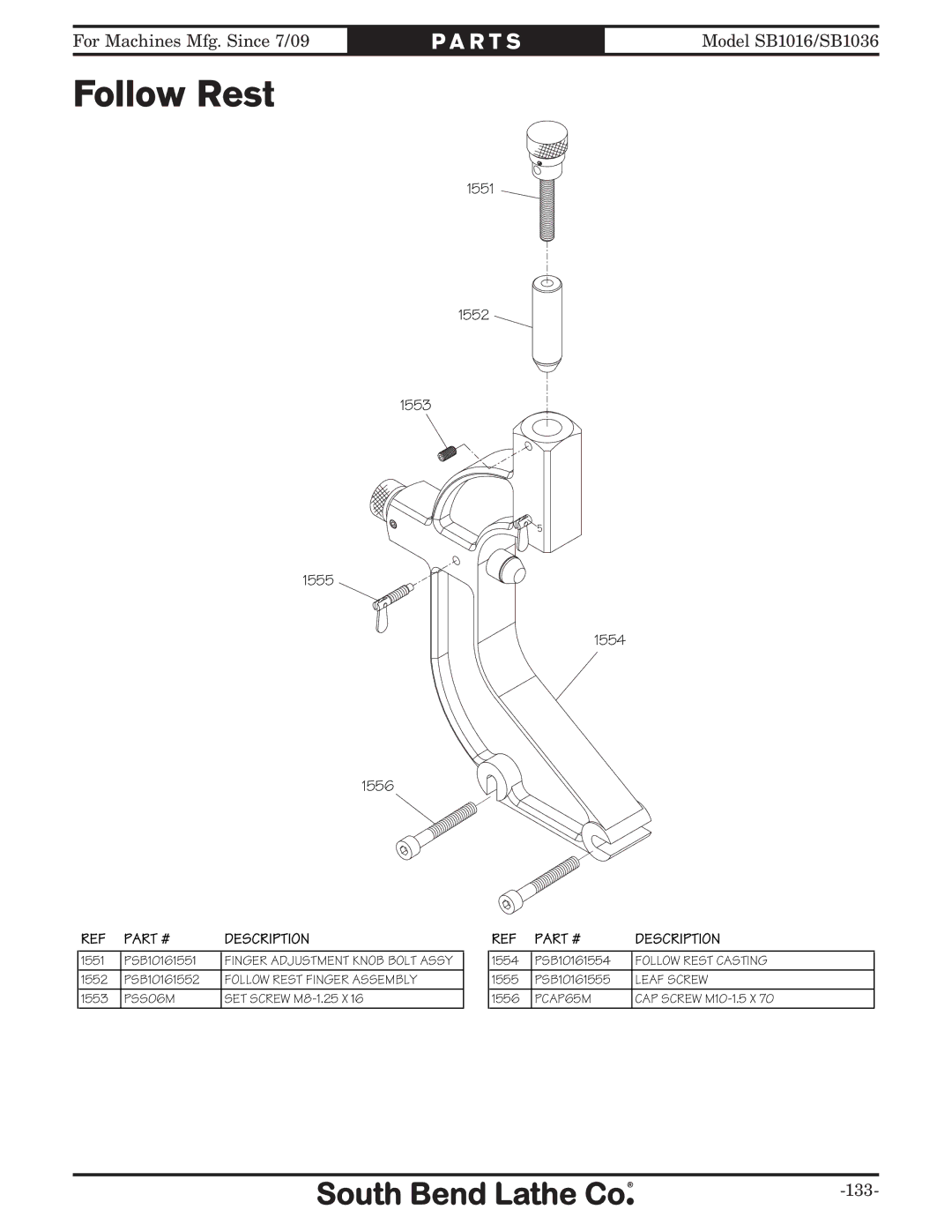 Southbend sb1016 owner manual 1551 1552 1553 1555 1556 1554 