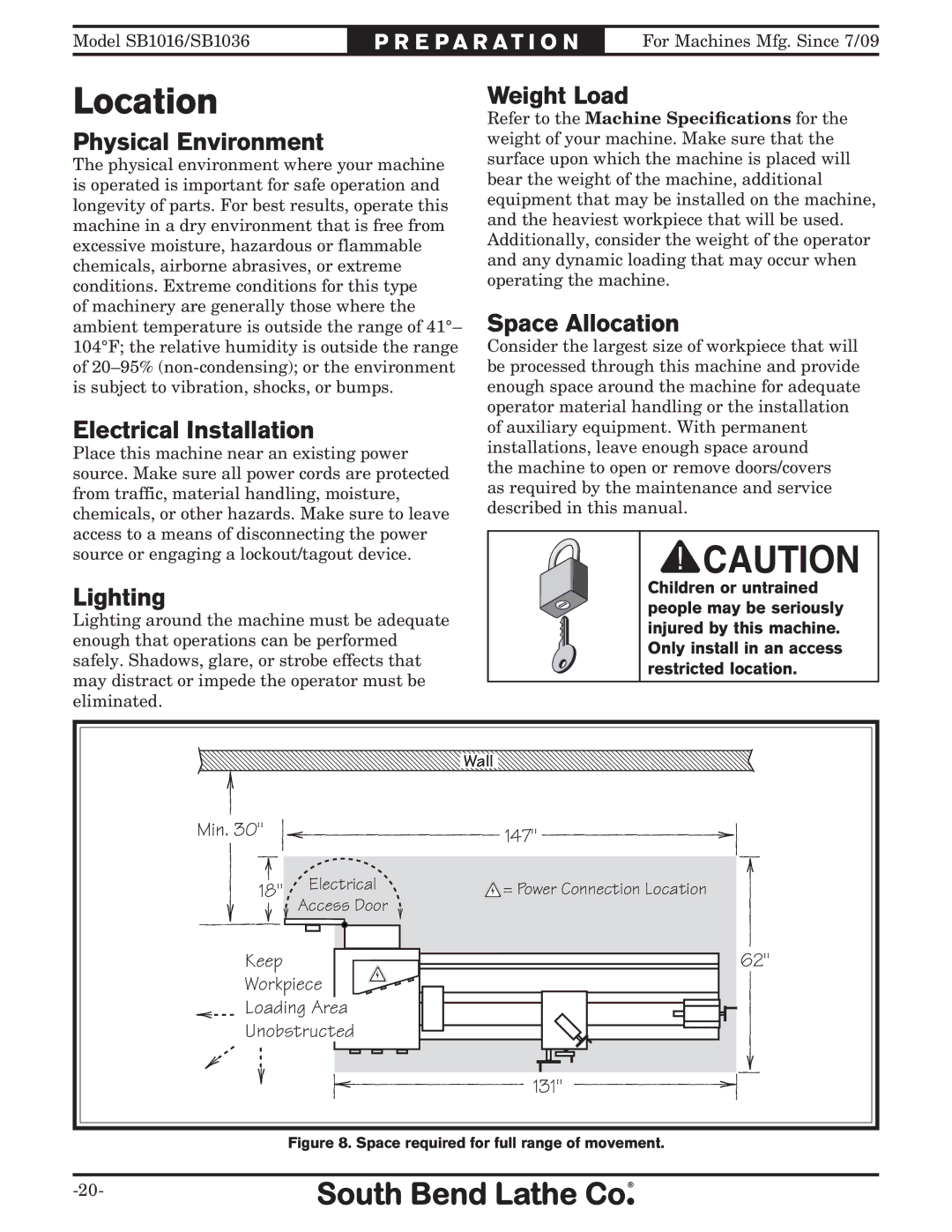 Southbend sb1016 owner manual Location 