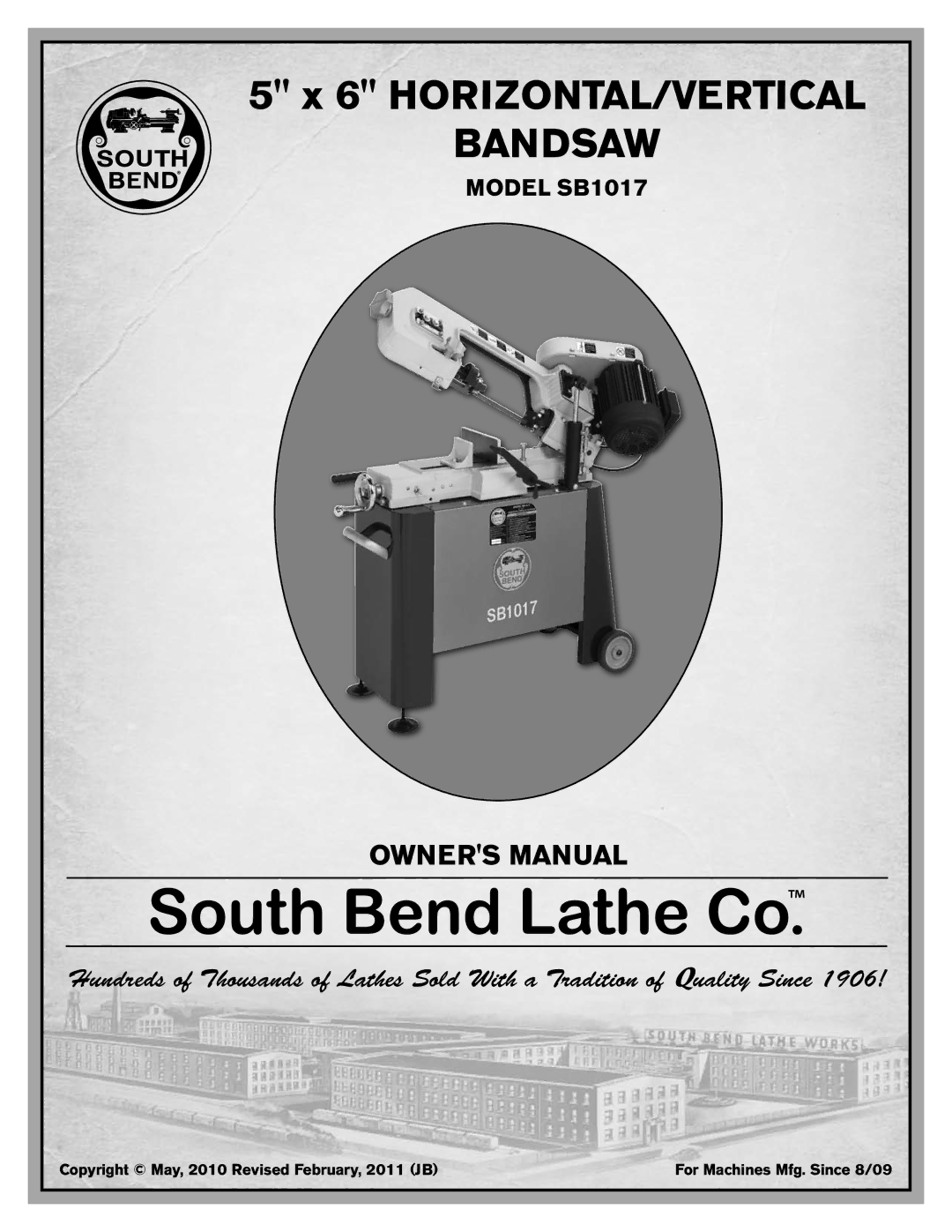 Southbend SB1017 owner manual Bandsaw 