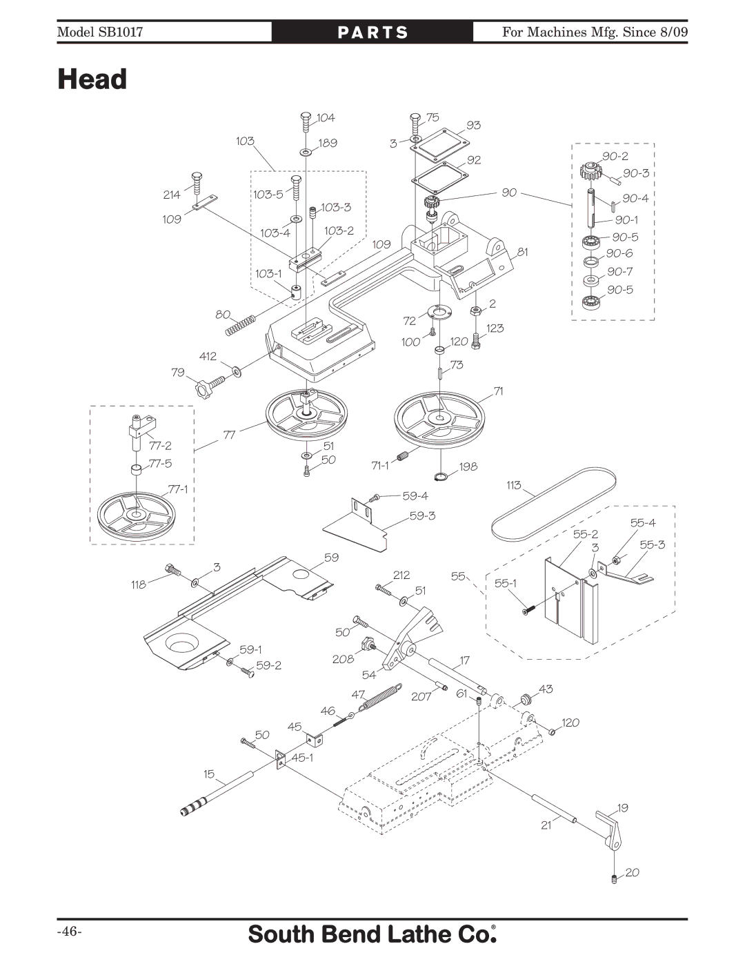 Southbend SB1017 owner manual Head 