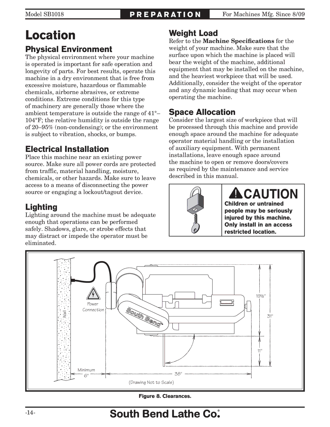 Southbend sb1018 owner manual Location 