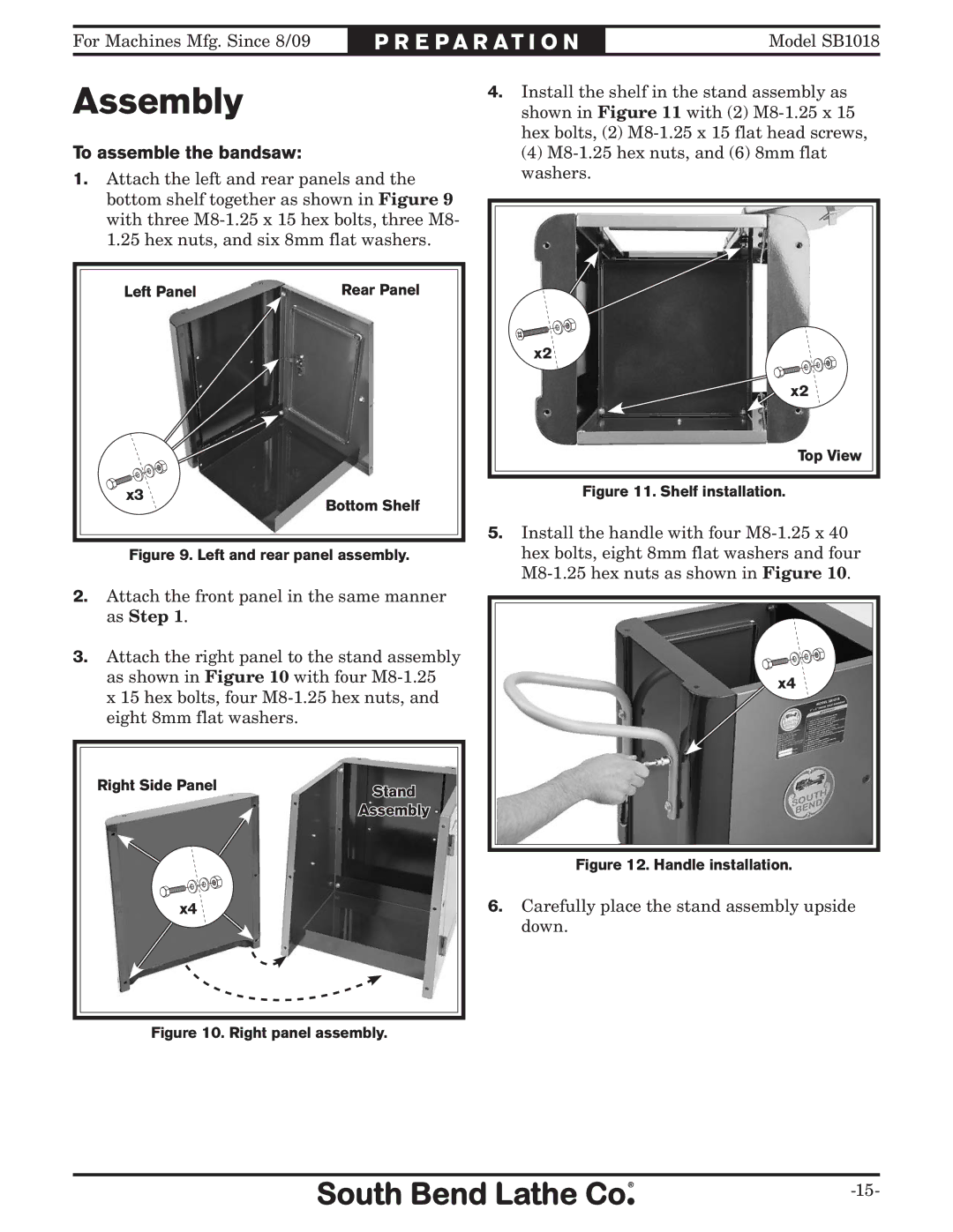 Southbend sb1018 owner manual Assembly, To assemble the bandsaw 