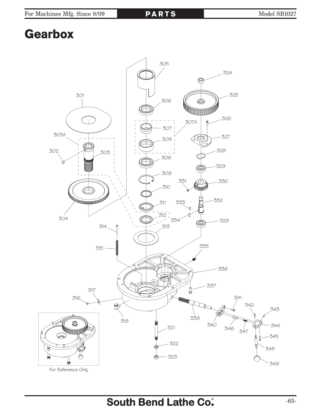 Southbend SB1027 owner manual Gearbox 