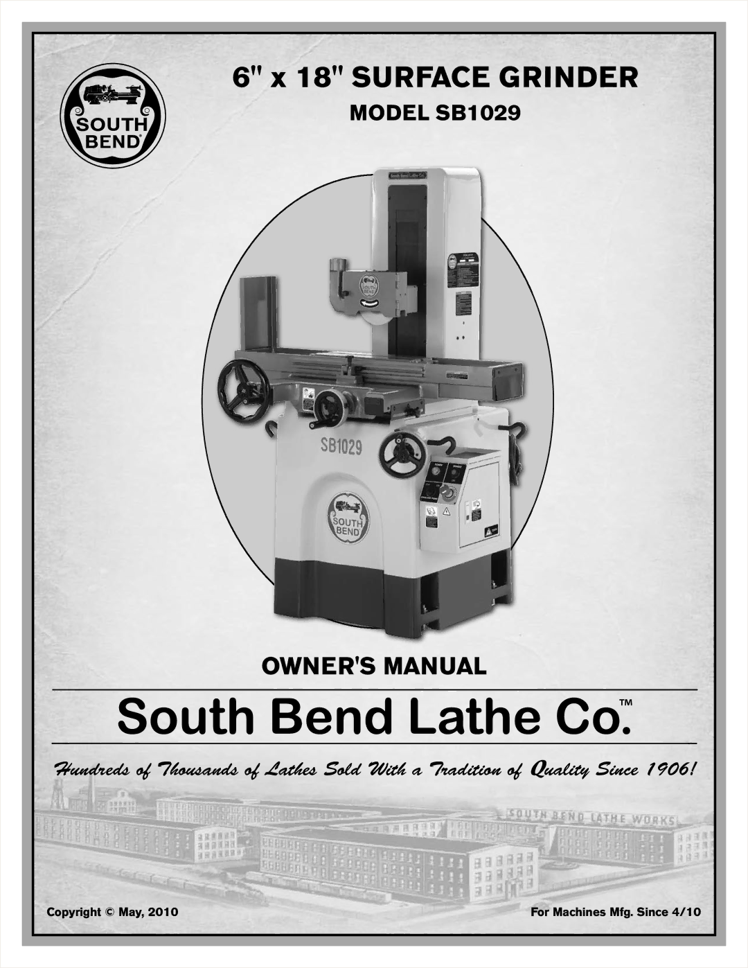 Southbend owner manual Surface Grinder, Model SB1029 