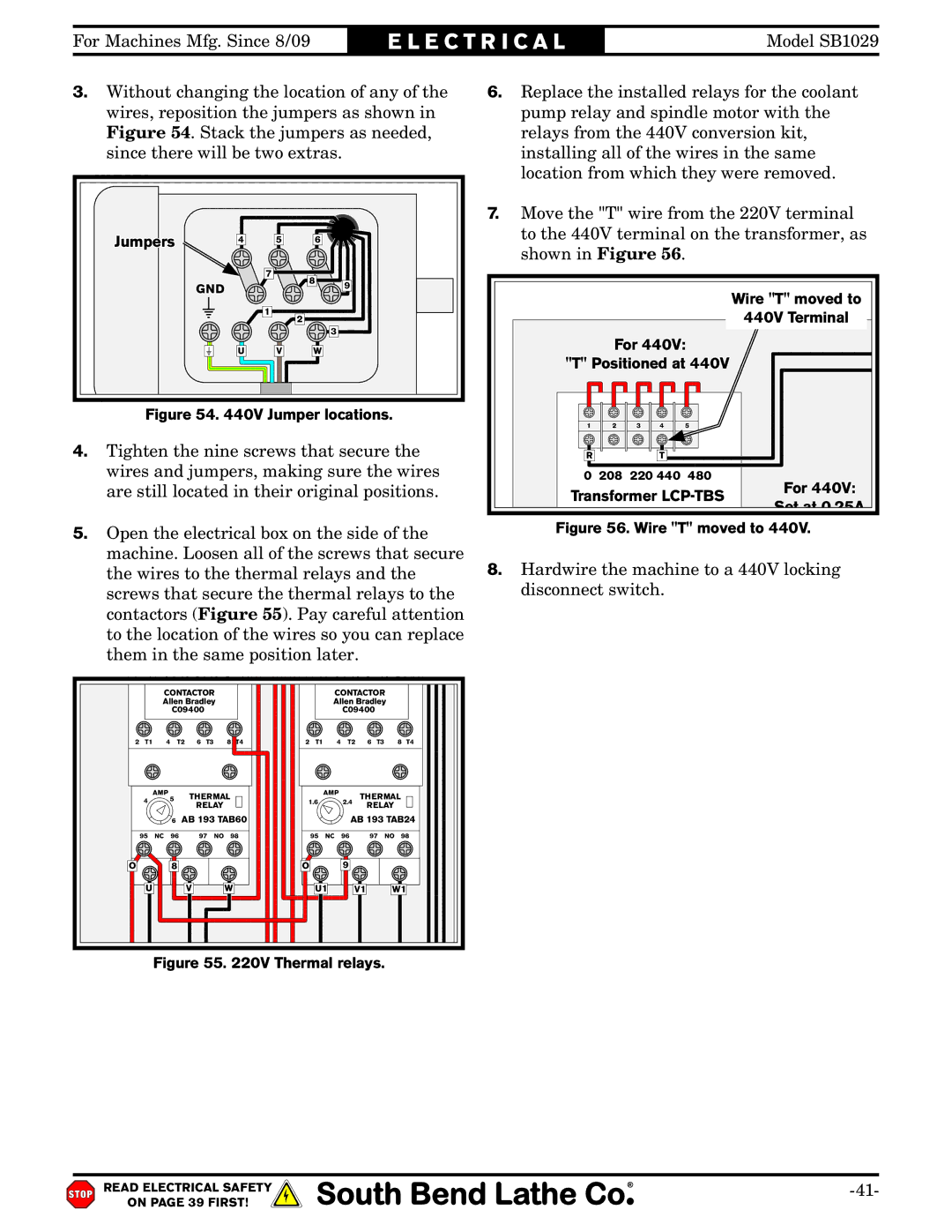 Southbend SB1029 owner manual Motor 