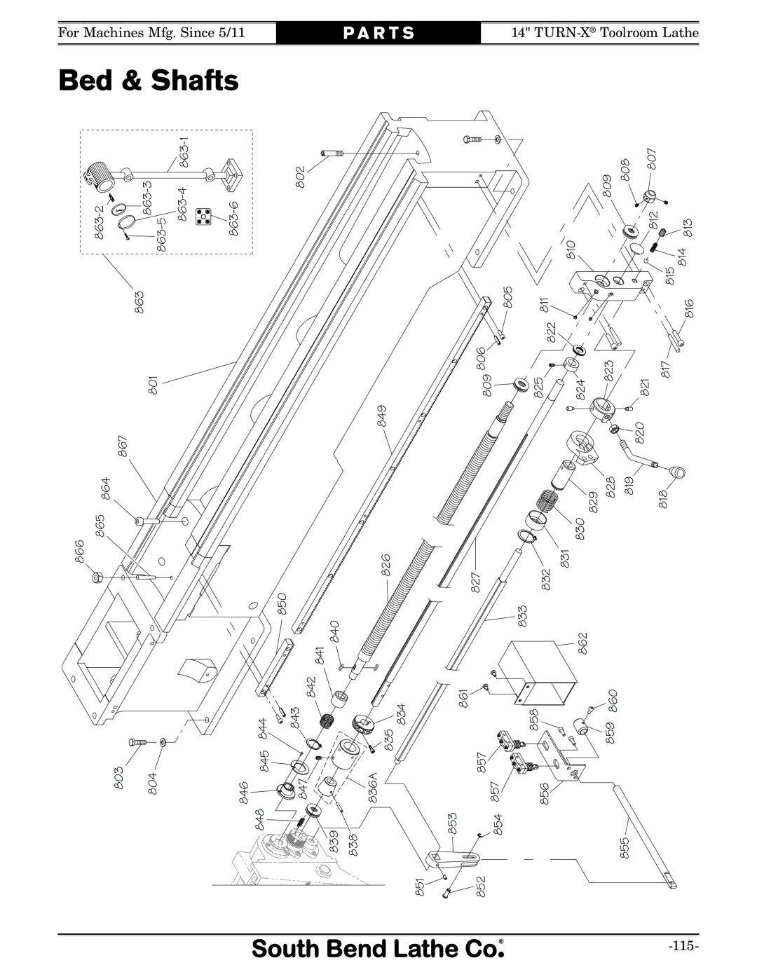 Southbend sb1039 owner manual Shafts, Turn-X 