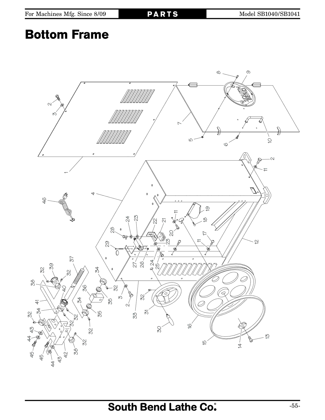 Southbend SB1040, SB1041 owner manual Frame, Bottom 