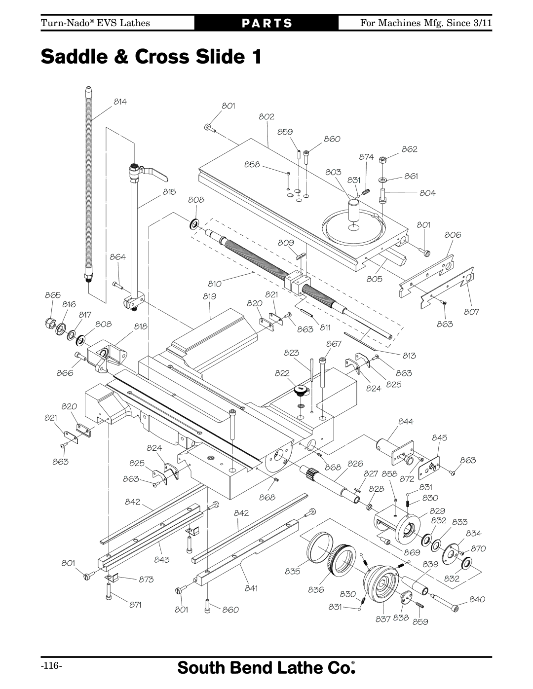 Southbend SB1042PF owner manual Saddle & Cross Slide, 825 