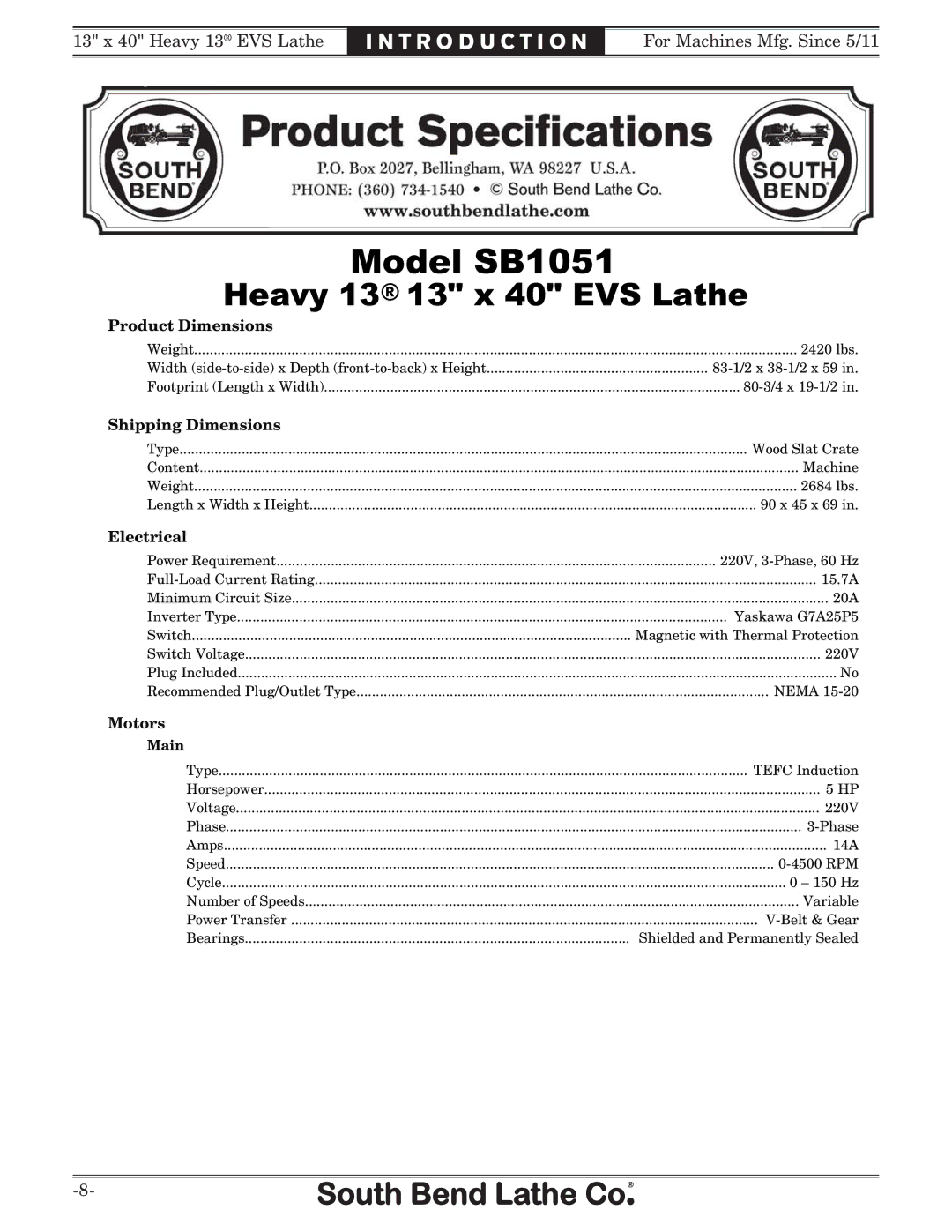 Southbend SB1051 owner manual 012 34 -4,5 