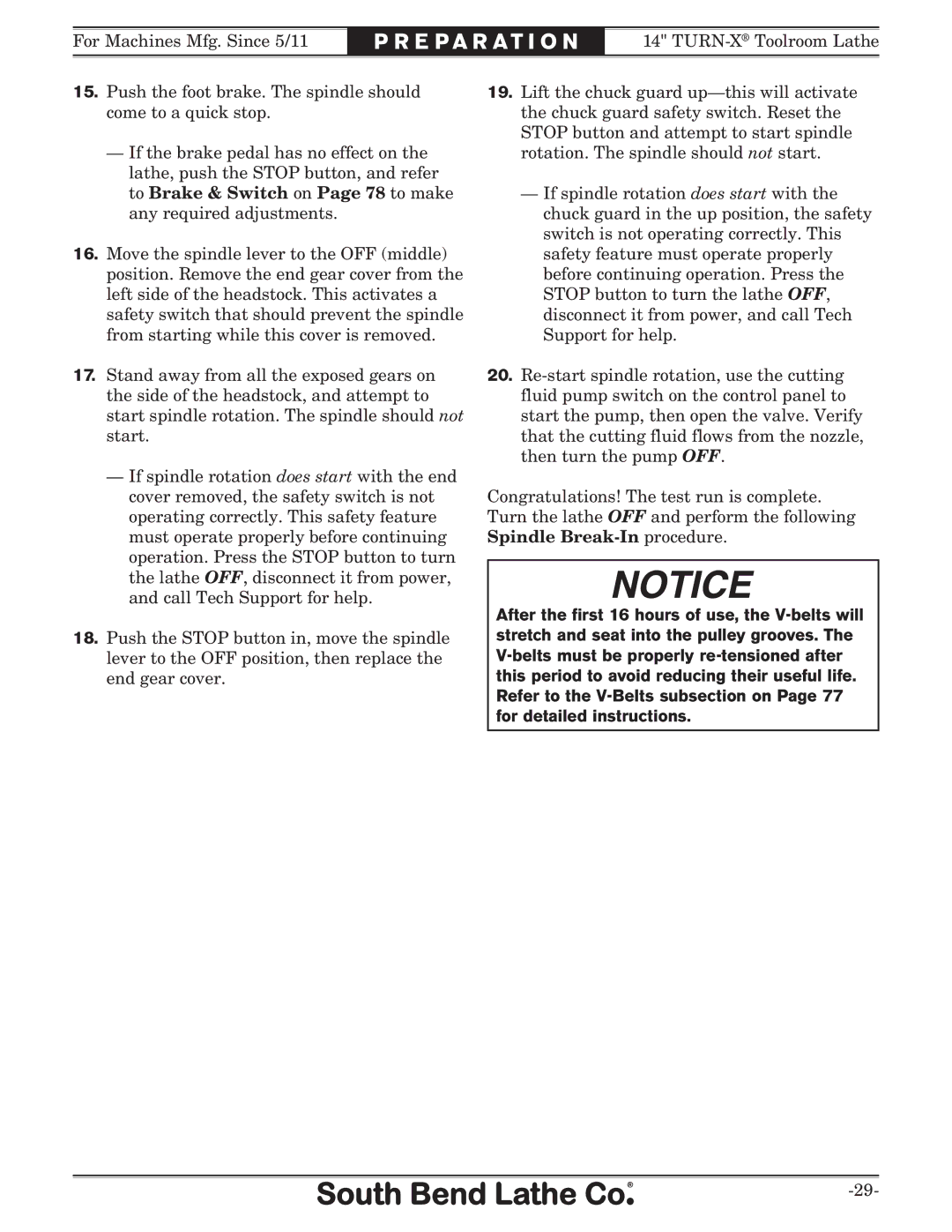 Southbend SB1052F TURN-X owner manual E P a R a T I O N 