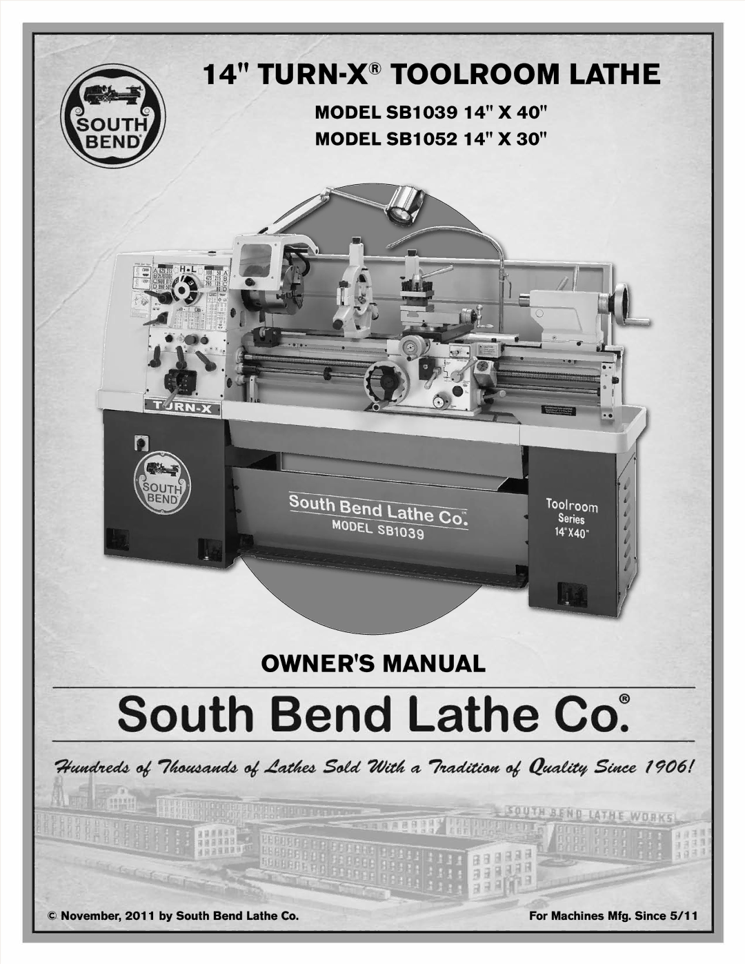 Southbend SB1052F TURN-X owner manual TURN-XTOOLROOM Lathe 