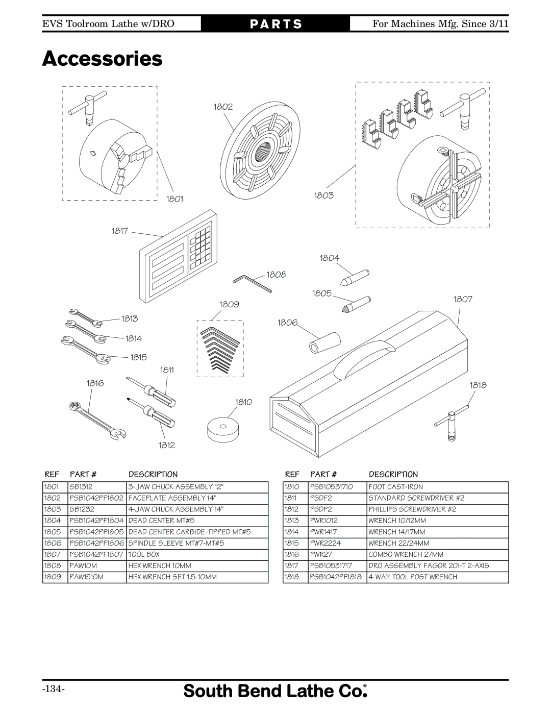 Southbend SB1059F owner manual 1802 