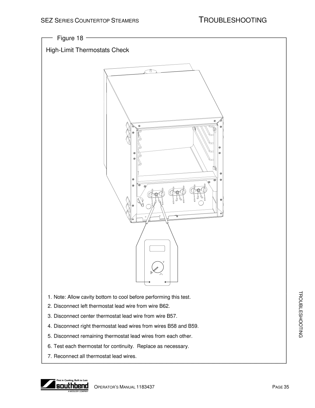 Southbend SEZ/3 manual High-Limit Thermostats Check 