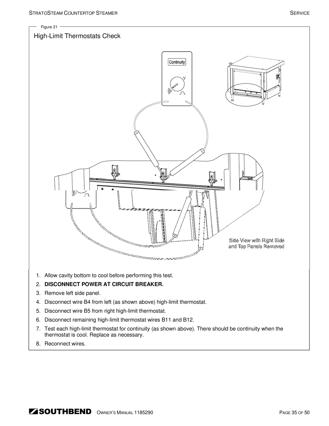 Southbend STRG-3D, STRG-5D manual High-Limit Thermostats Check 