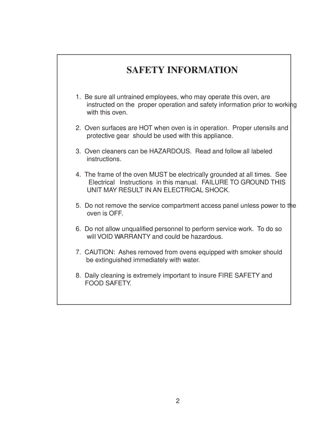 Southern Pride SC-100, SC-200 manual Safety Information 