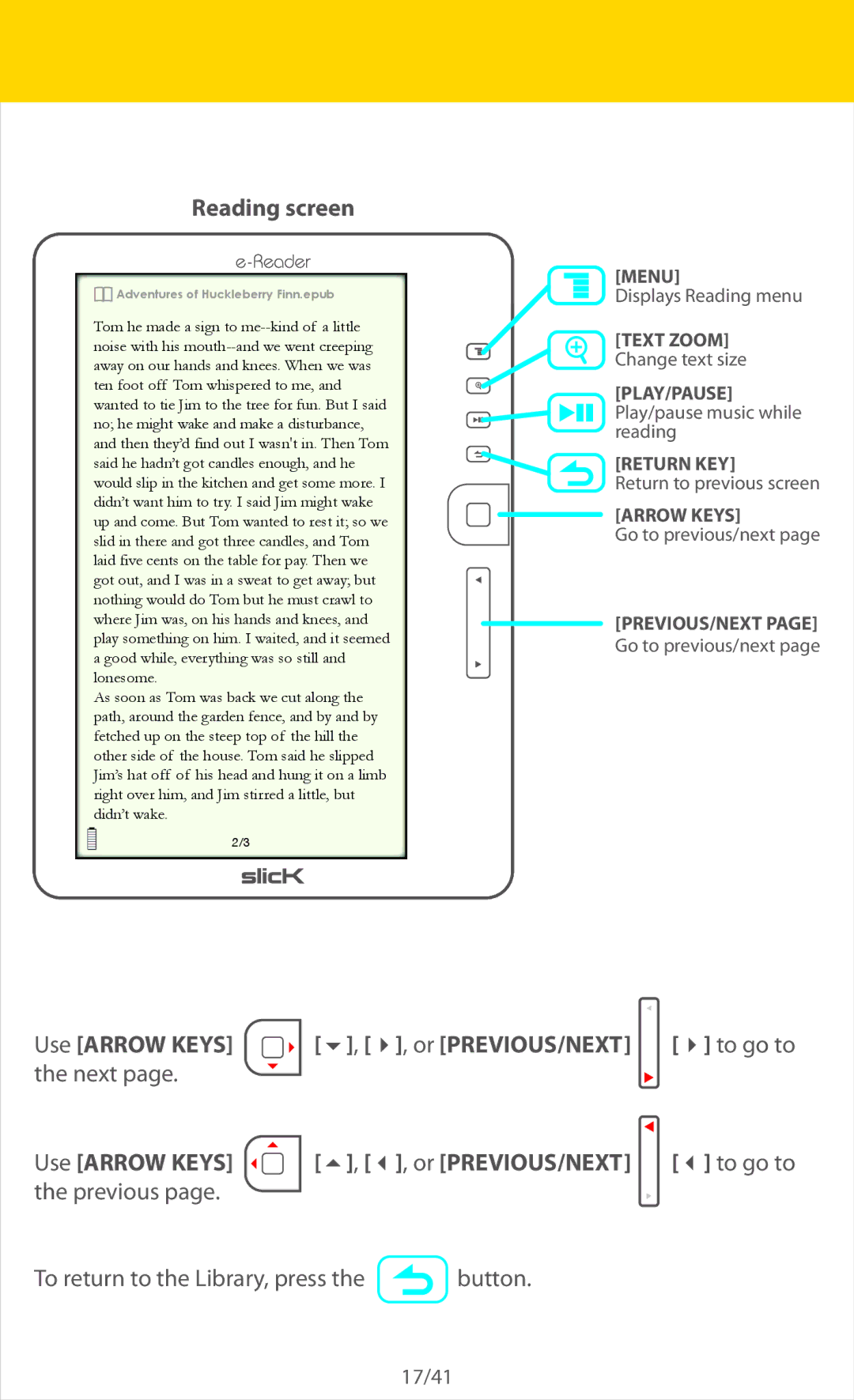 Southern Telecom ER701 Reading screen, Use Arrow Keys , , or PREVIOUS/NEXT, Next Use Arrow Keys , , or PREVIOUS/NEXT 