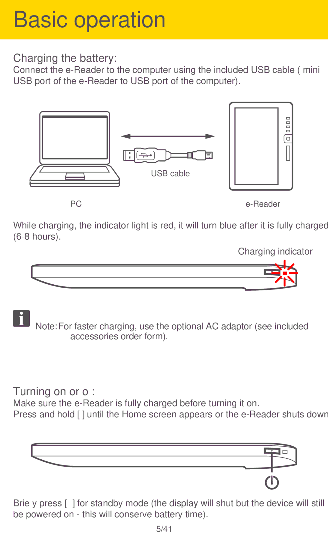 Southern Telecom ER701 manual Basic operation, Charging indicator 