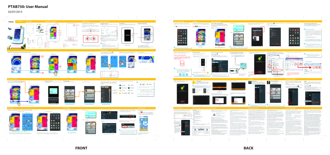 Southern Telecom PTAB750 user manual Charging the battery, Power ON/OFF Unlock enter the tablet, Inserting an SD card 