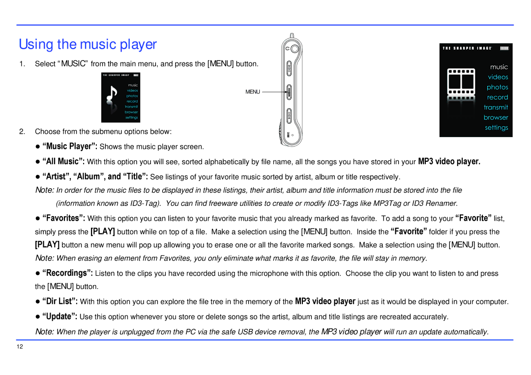 Southern Telecom SMP517-4 manual Using the music player 