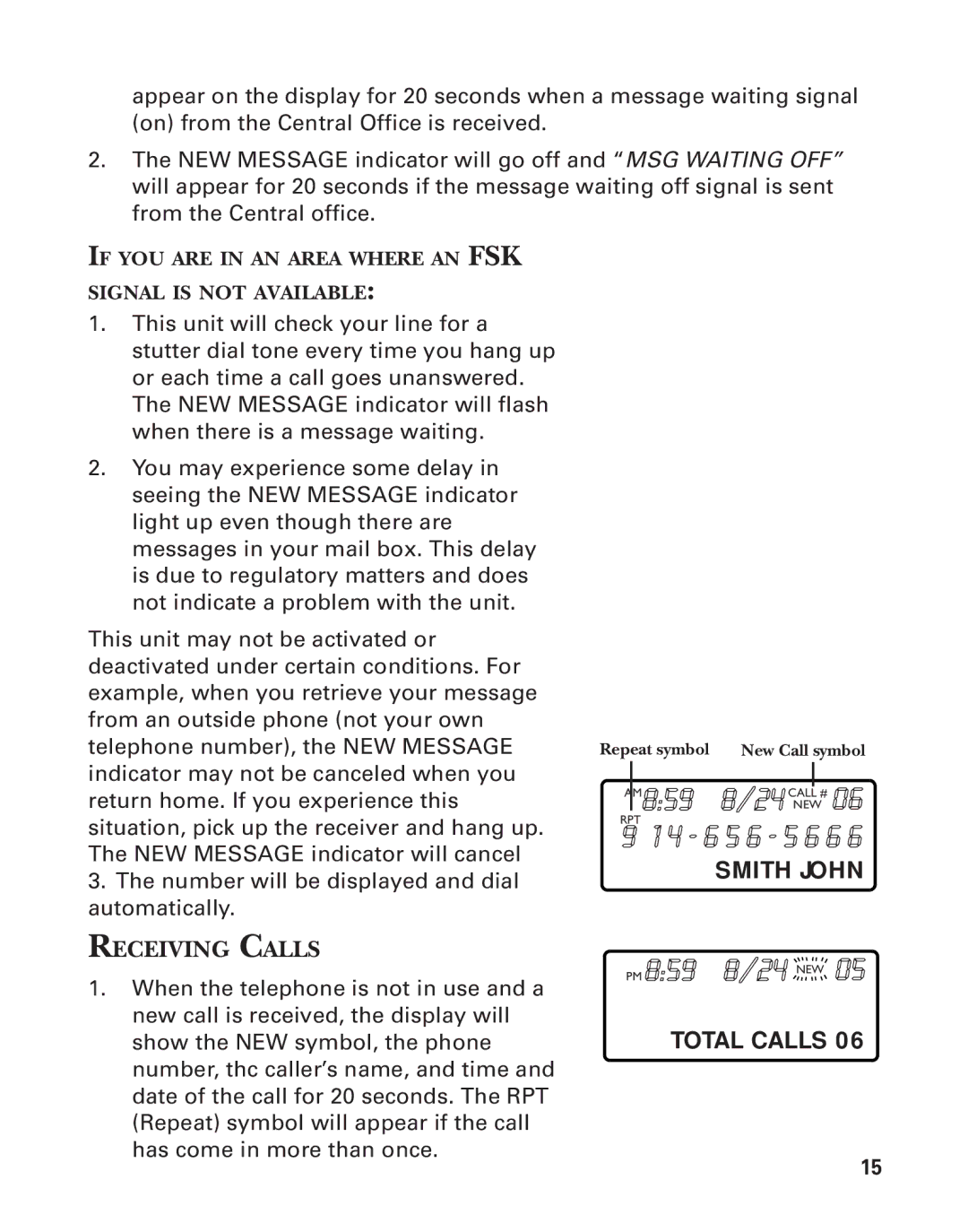 Southwestern Bell 2-9193 manual AM859 8/24 Call #, 4 6 5 6 5 6 6, PM 859 8/24 NEW, Smith John, Receiving Calls 