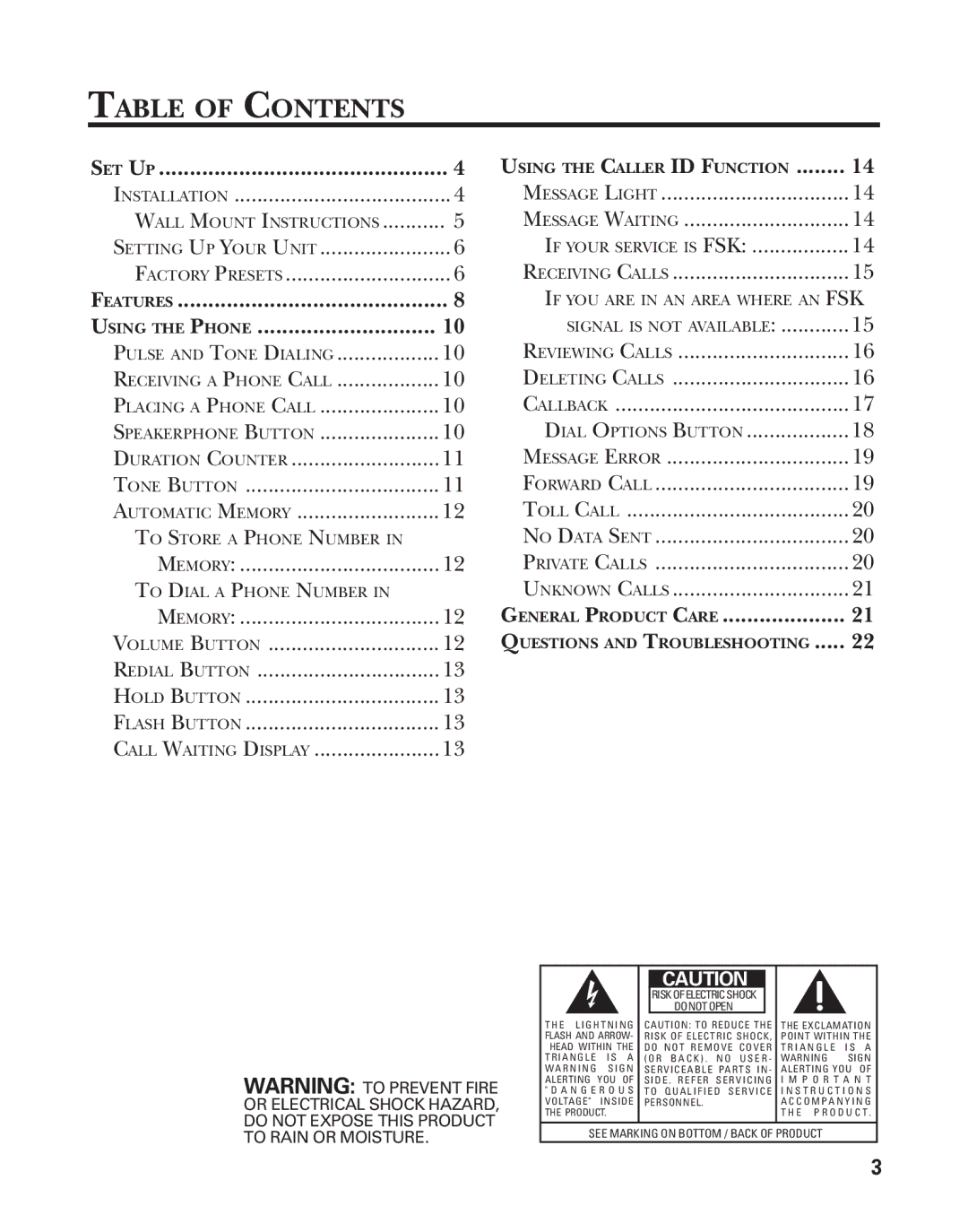 Southwestern Bell 2-9193 manual Table of Contents 