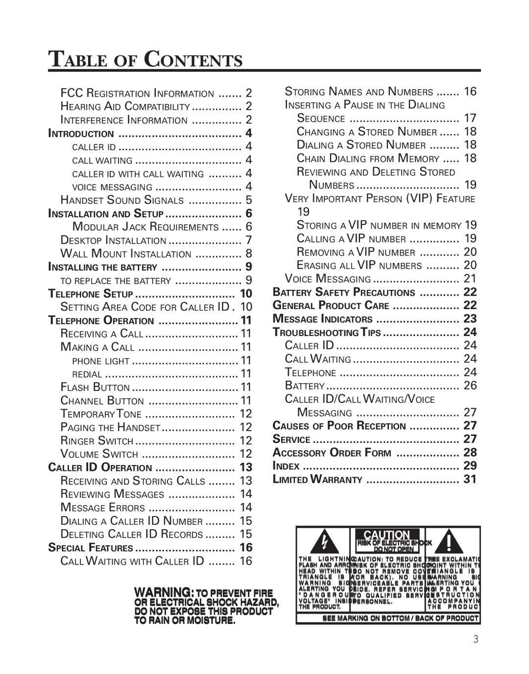 Southwestern Bell 2-9773 manual Table of Contents 