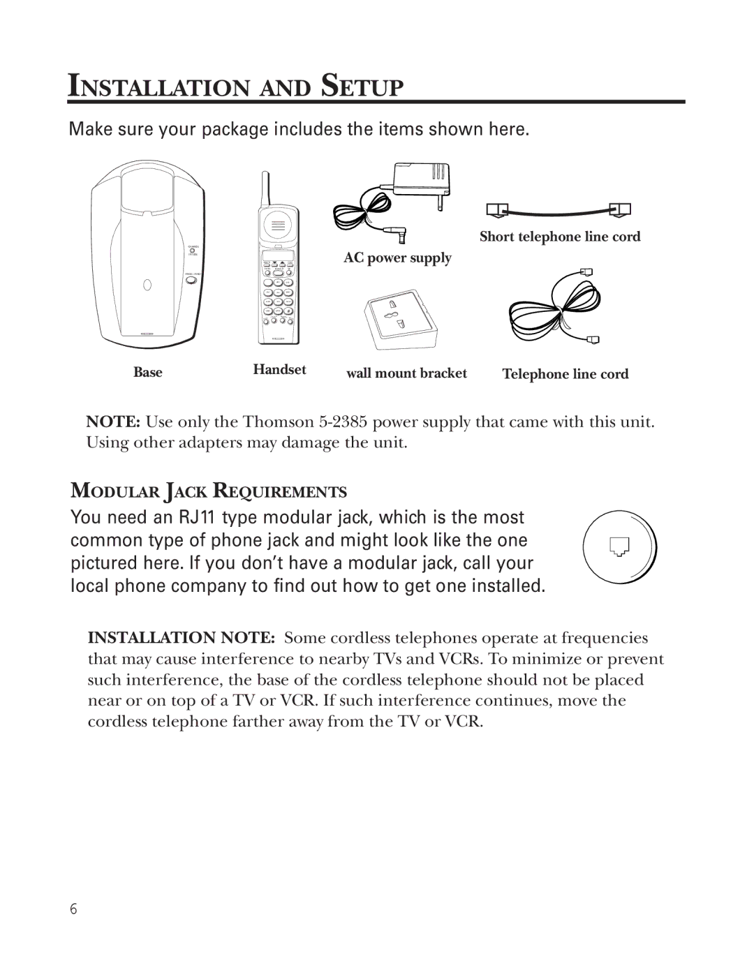 Southwestern Bell 2-9773 manual Installation and Setup, Make sure your package includes the items shown here 