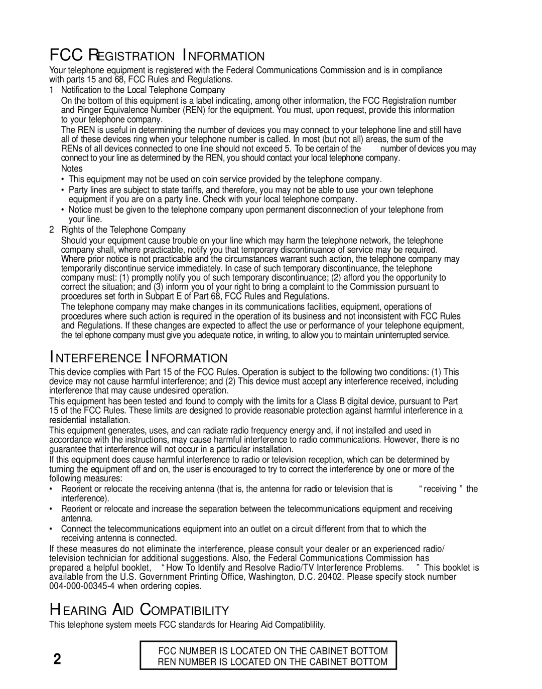 Southwestern Bell 26963 manual FCC Registration Information 