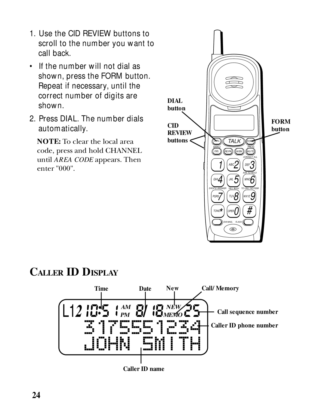 Southwestern Bell 26963 manual Caller ID Display, Review 