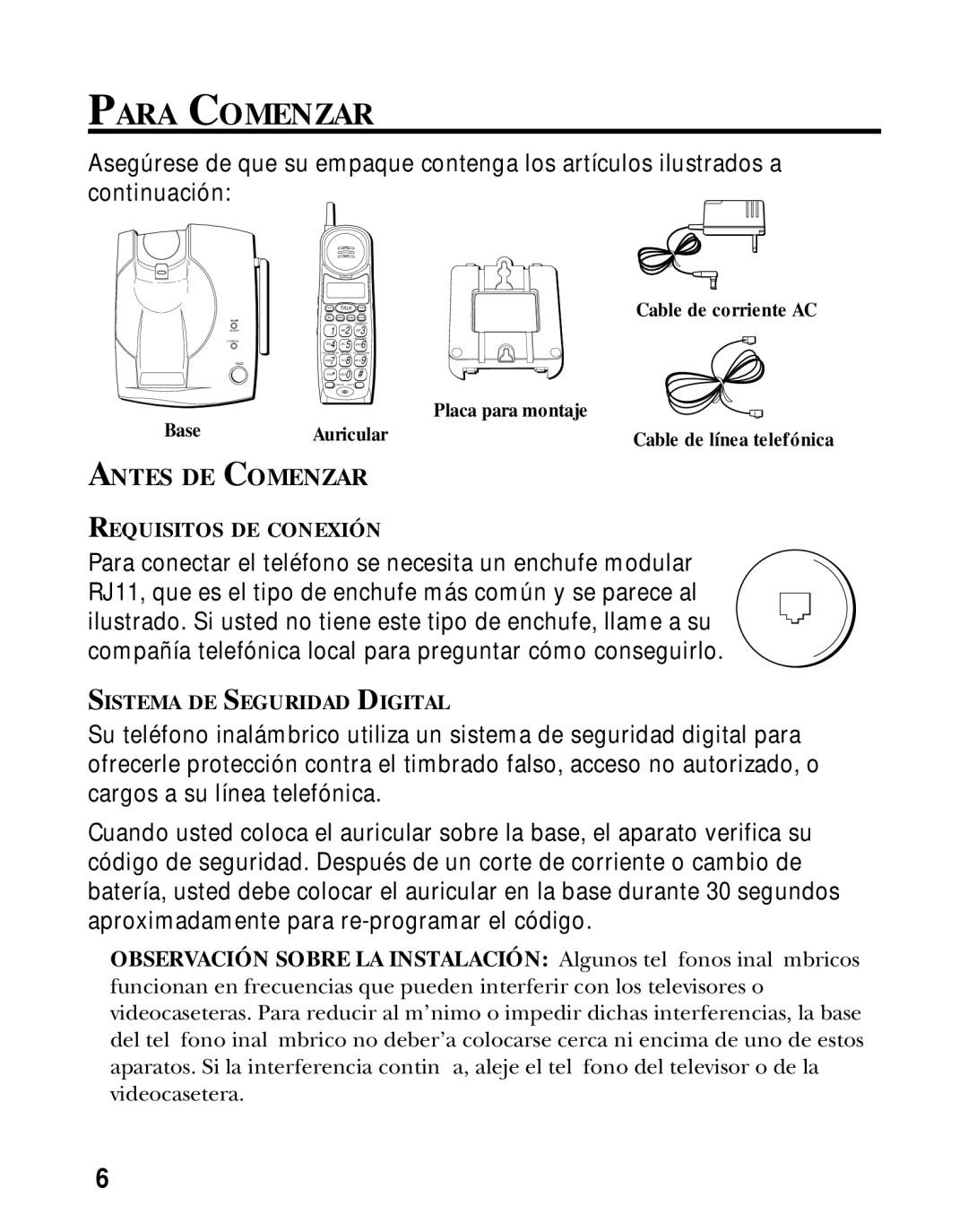 Southwestern Bell 26963 manual Para Comenzar, Antes DE Comenzar 