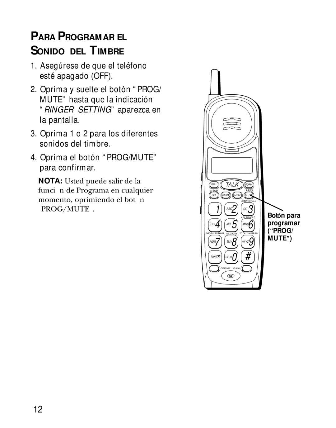 Southwestern Bell 26963 manual Para Programar EL Sonido DEL Timbre 