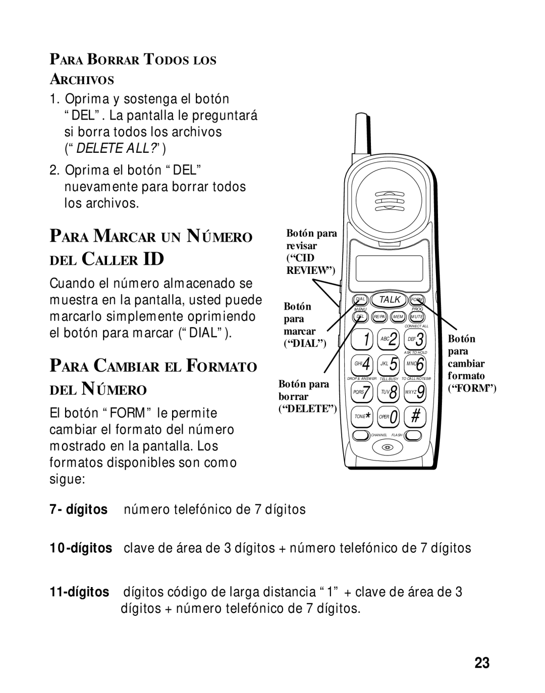 Southwestern Bell 26963 manual Para Marcar UN Número DEL Caller ID, Para Cambiar EL Formato DEL Número 