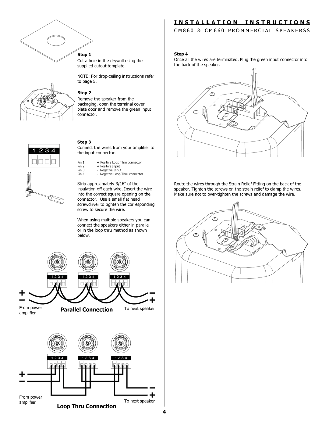 Southwestern Bell CM860, CM660 installation instructions Parallel Connection, Loop Thru Connection 