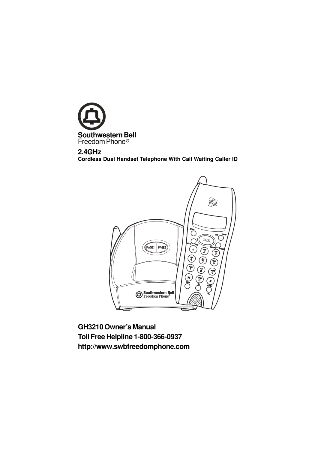 Southwestern Bell GH3210 owner manual Toll Free Helpline, Cordless Dual Handset Telephone With Call Waiting Caller ID 