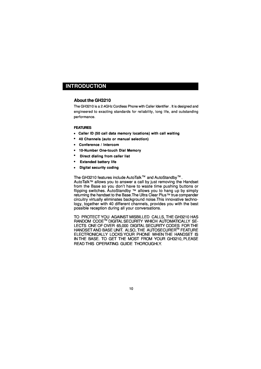 Southwestern Bell owner manual Introduction, About the GH3210 