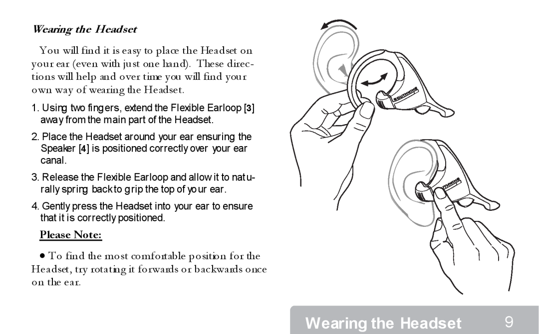 Southwing 5 Bluetooth Wireless Headset warranty Wearing the Headset, Please Note 
