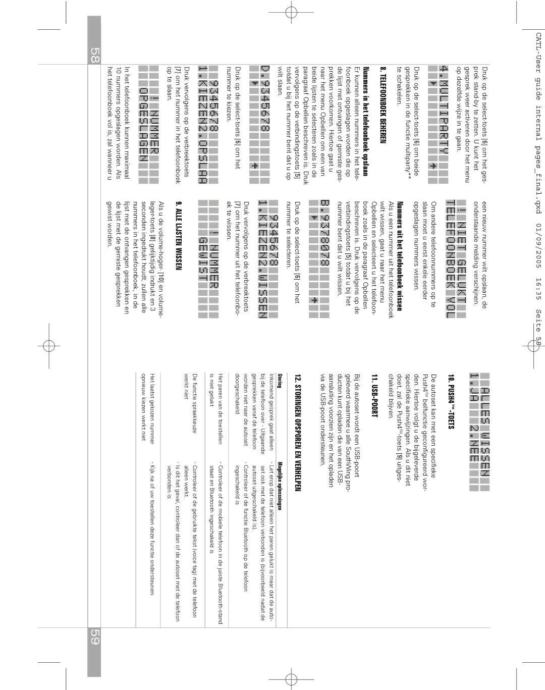 Southwing SC705 manual Opgeslagen, Niet Gelukt Telefoonboek VOL, Alles Wissen 