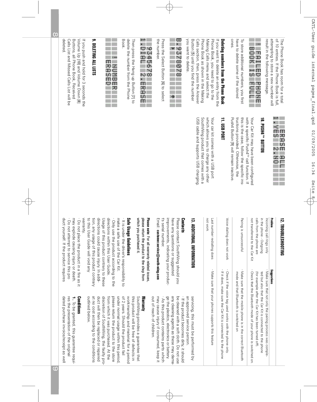 Southwing SC705 manual Failed Phone Book is Full, Erase ALL YES 2.NO, 9378078, Dial 2.ERASE, Number Erased 