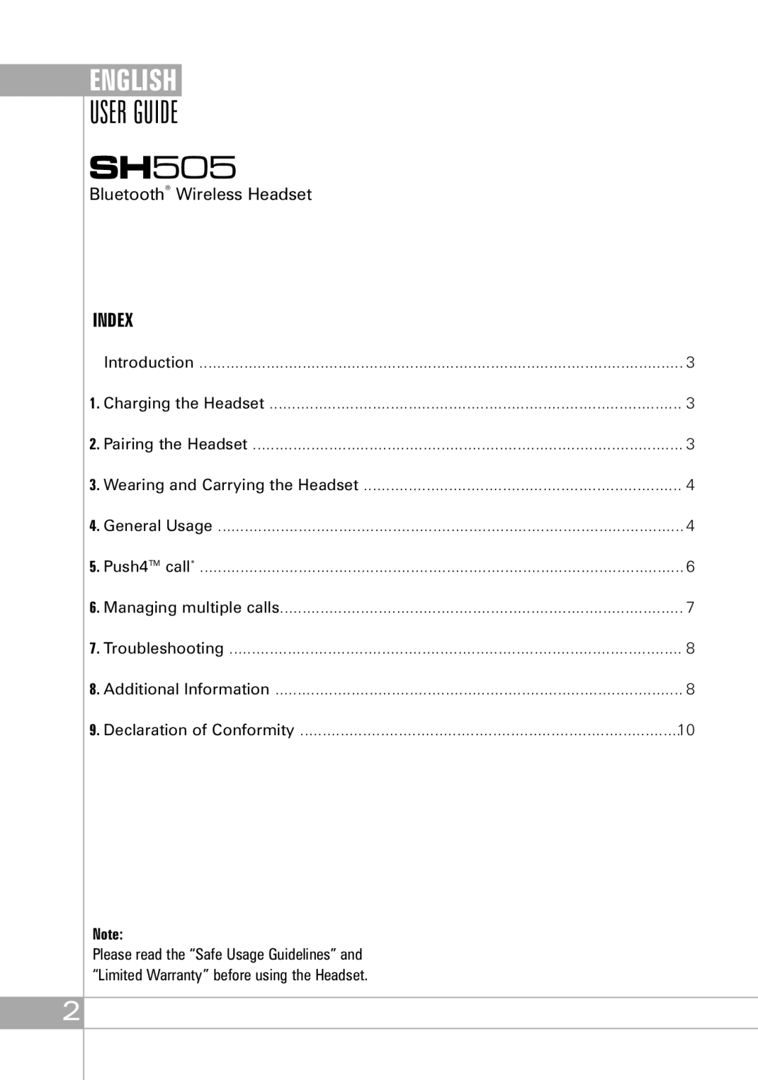 Southwing SH505 manual English 