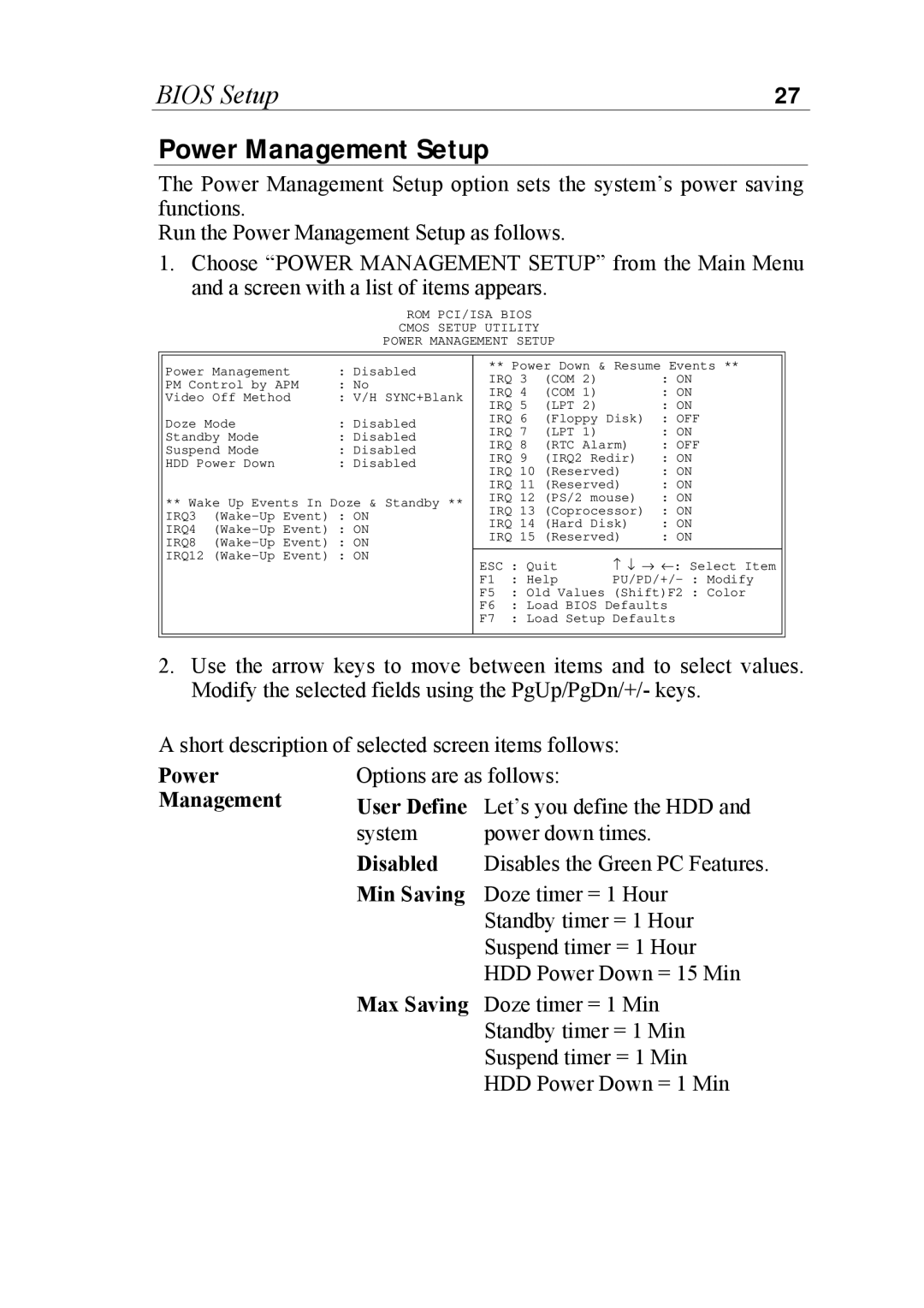 SOYO 6KB82440 manual Power Management Setup 